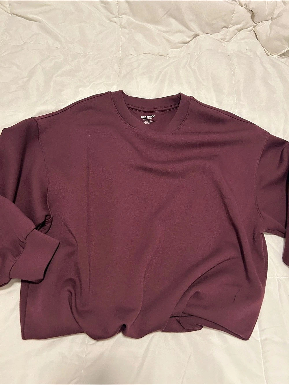 Women's Old Navy Bouncy Fleece Crewneck Sweatshirt Dark Purple Size Medium TALL